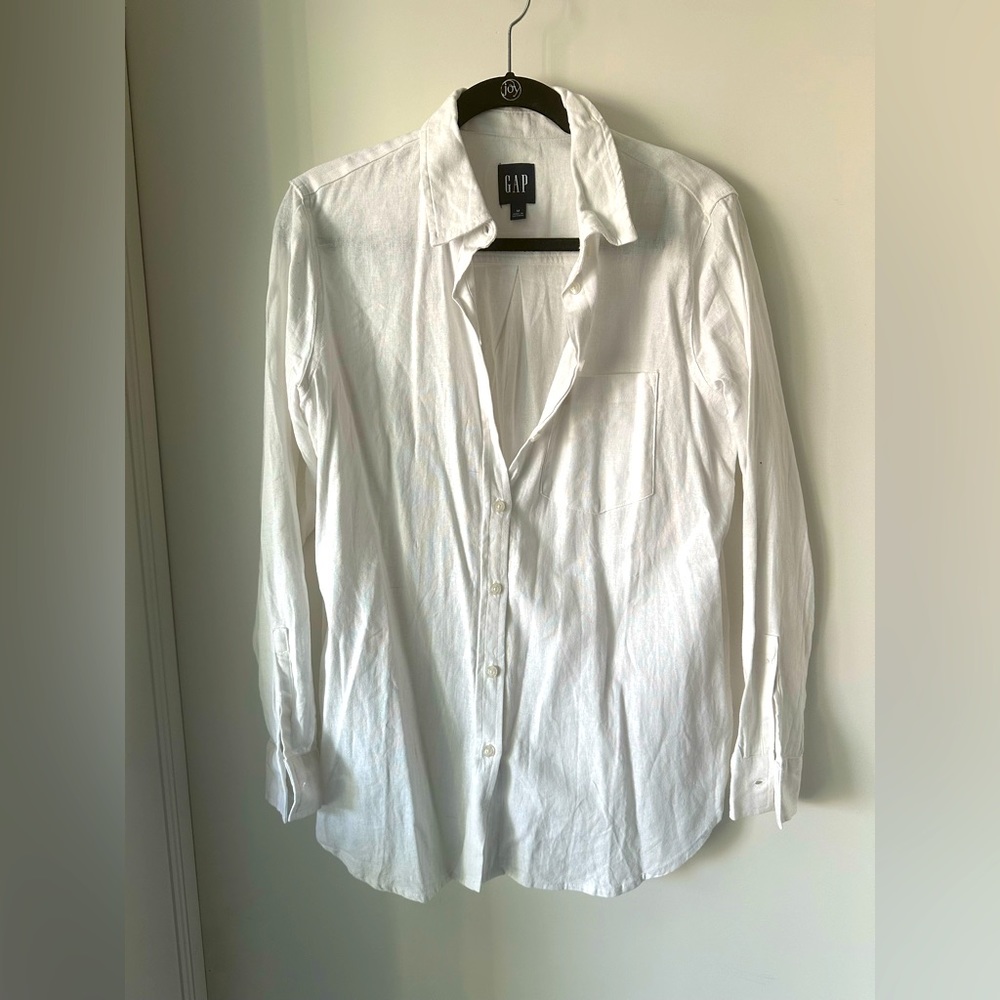 White linen button down